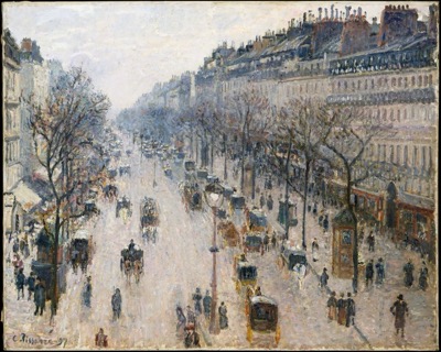 The Boulevard Montmartre on a Winter Morning by Camille Pissarro