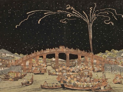 Fireworks at Ryogoku Bridge by Utagawa Toyoharu